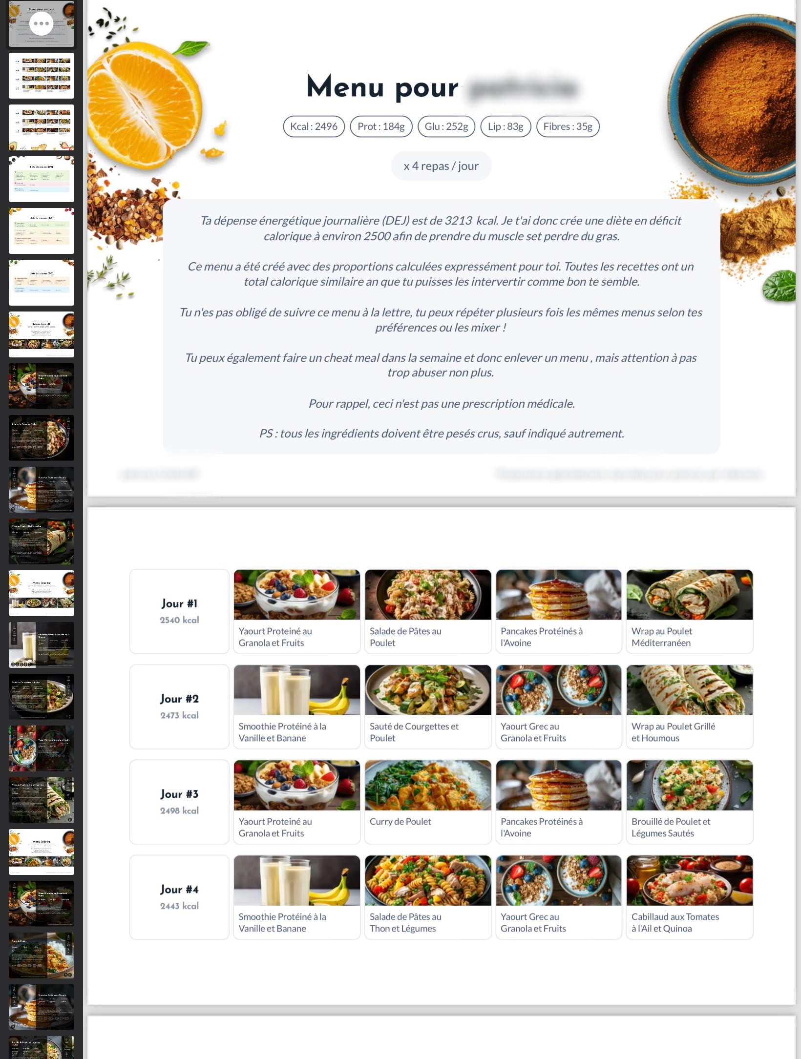 Plan nutritionnel personnalisé