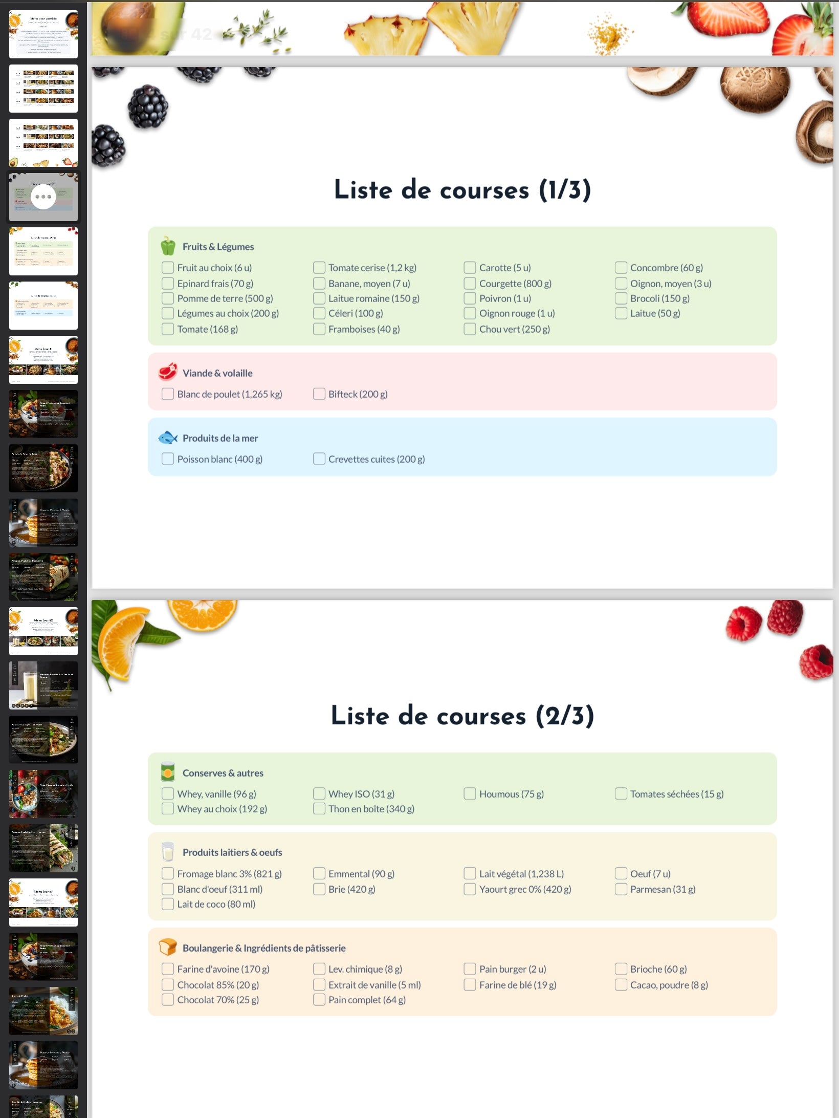 Plan nutritionnel personnalisé